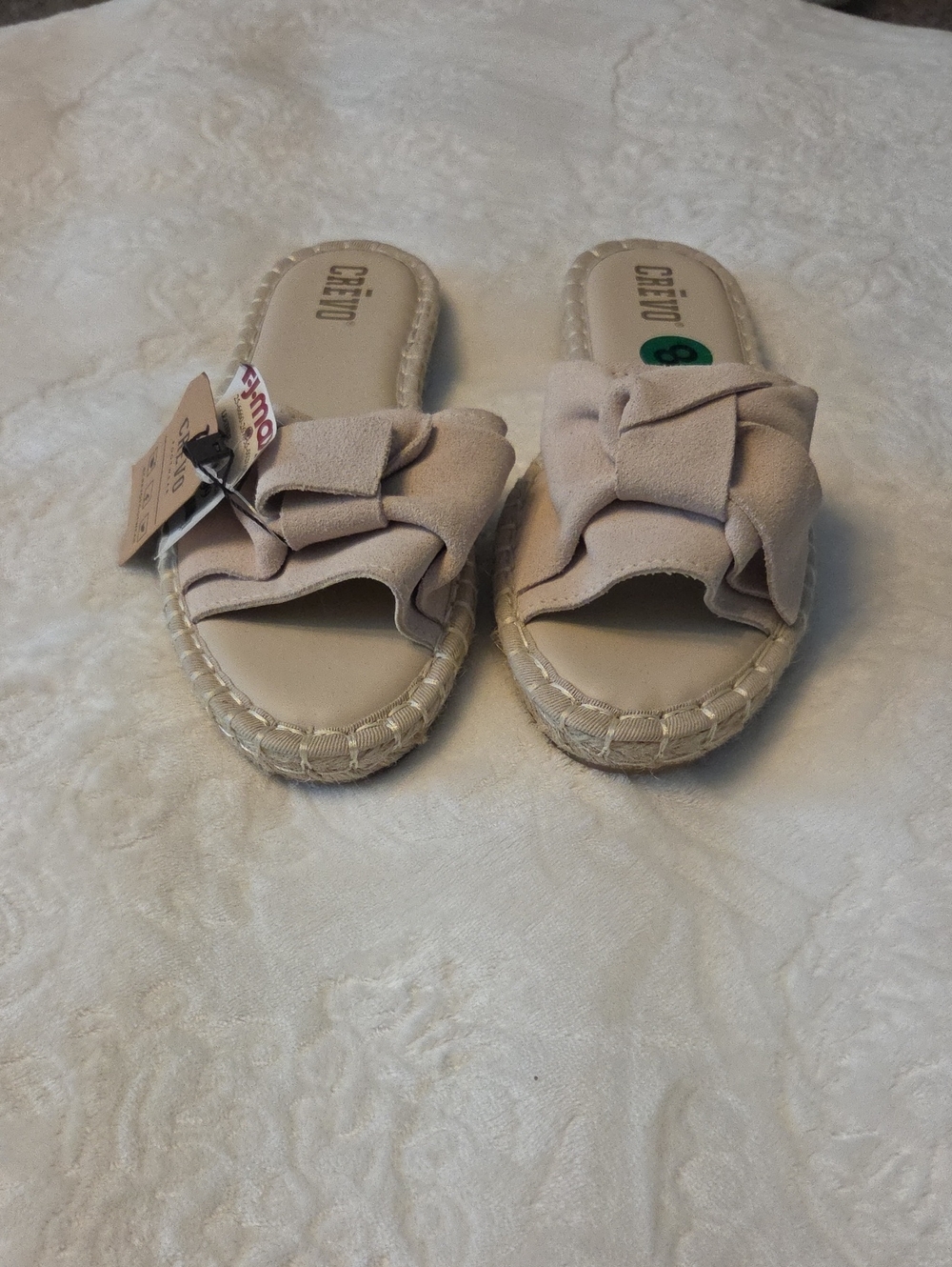 Crevo Beige Knotted Slide Sandals